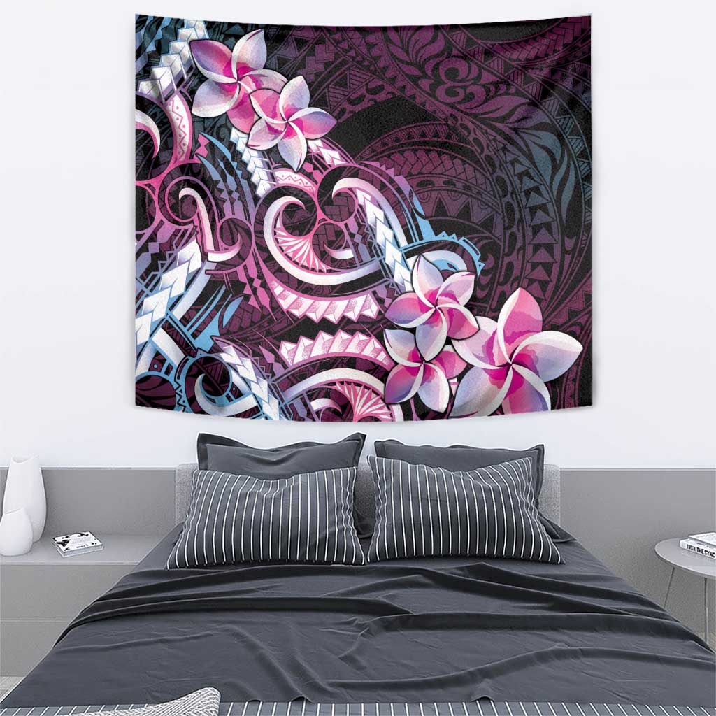 Polynesian Art Tattoo Tapestry Plumeria Flowers Pink Gradient LT05 - Polynesian Pride