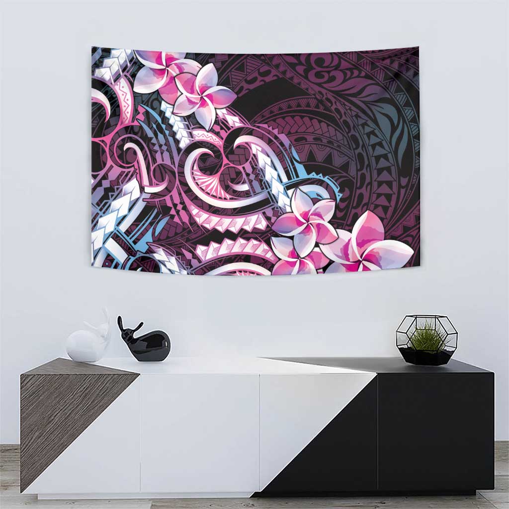 Polynesian Art Tattoo Tapestry Plumeria Flowers Pink Gradient LT05 - Polynesian Pride