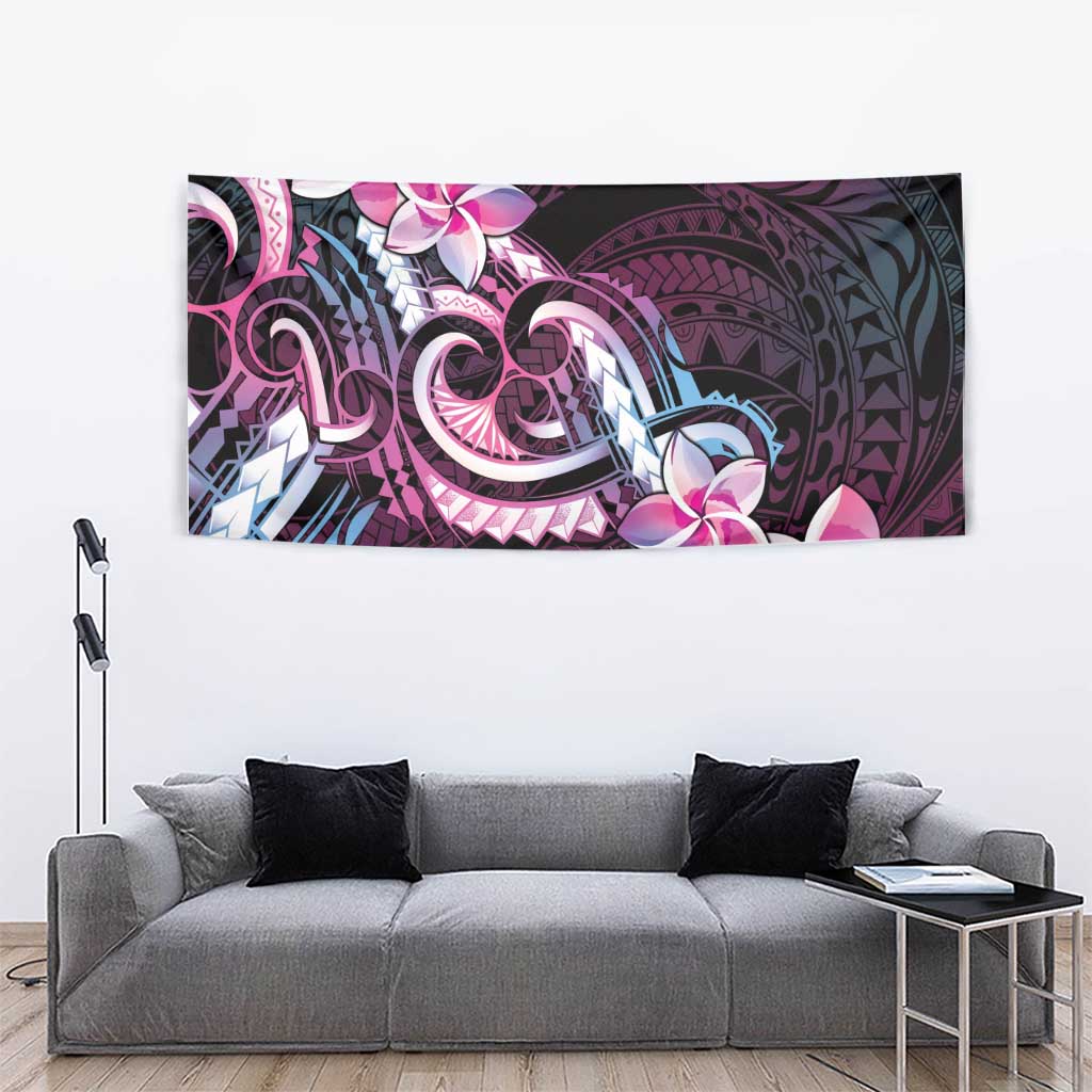 Polynesian Art Tattoo Tapestry Plumeria Flowers Pink Gradient LT05 - Polynesian Pride