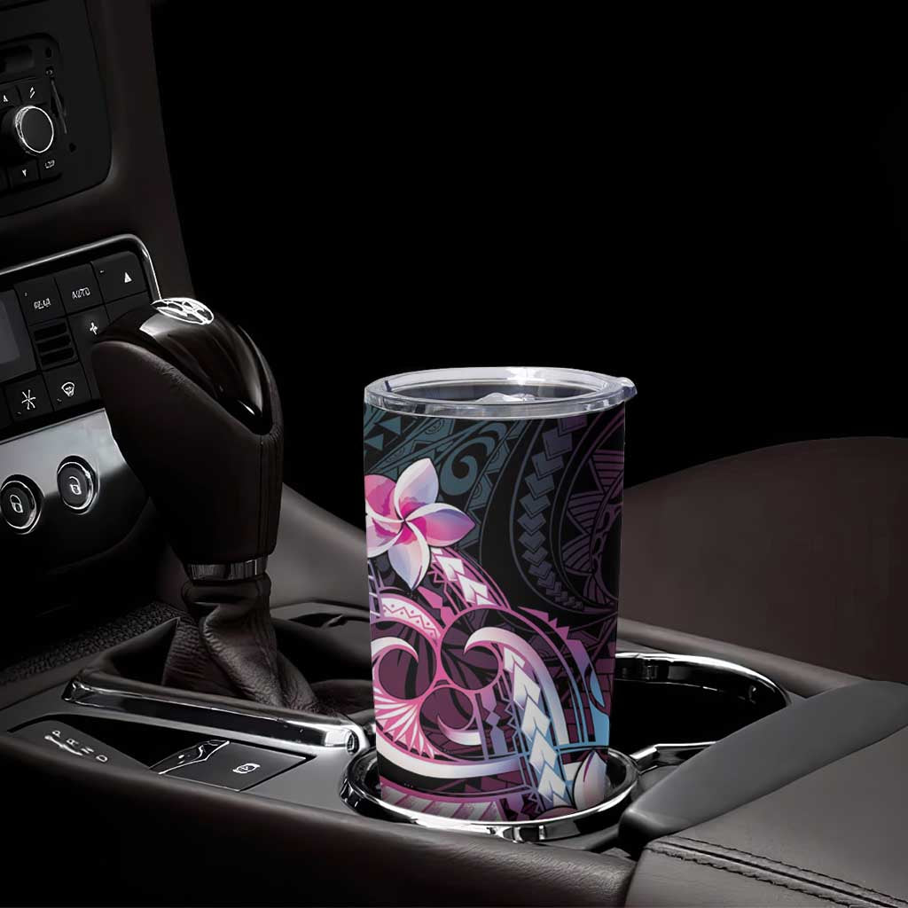 Polynesian Art Tattoo Tumbler Cup Plumeria Flowers Pink Gradient LT05 - Polynesian Pride