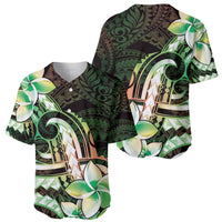 Polynesian Art Tattoo Baseball Jersey Plumeria Flowers Green Gradient LT05 - Polynesian Pride