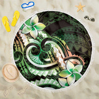 Polynesian Art Tattoo Beach Blanket Plumeria Flowers Green Gradient LT05 One Size 150cm Green - Polynesian Pride