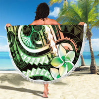Polynesian Art Tattoo Beach Blanket Plumeria Flowers Green Gradient LT05 - Polynesian Pride