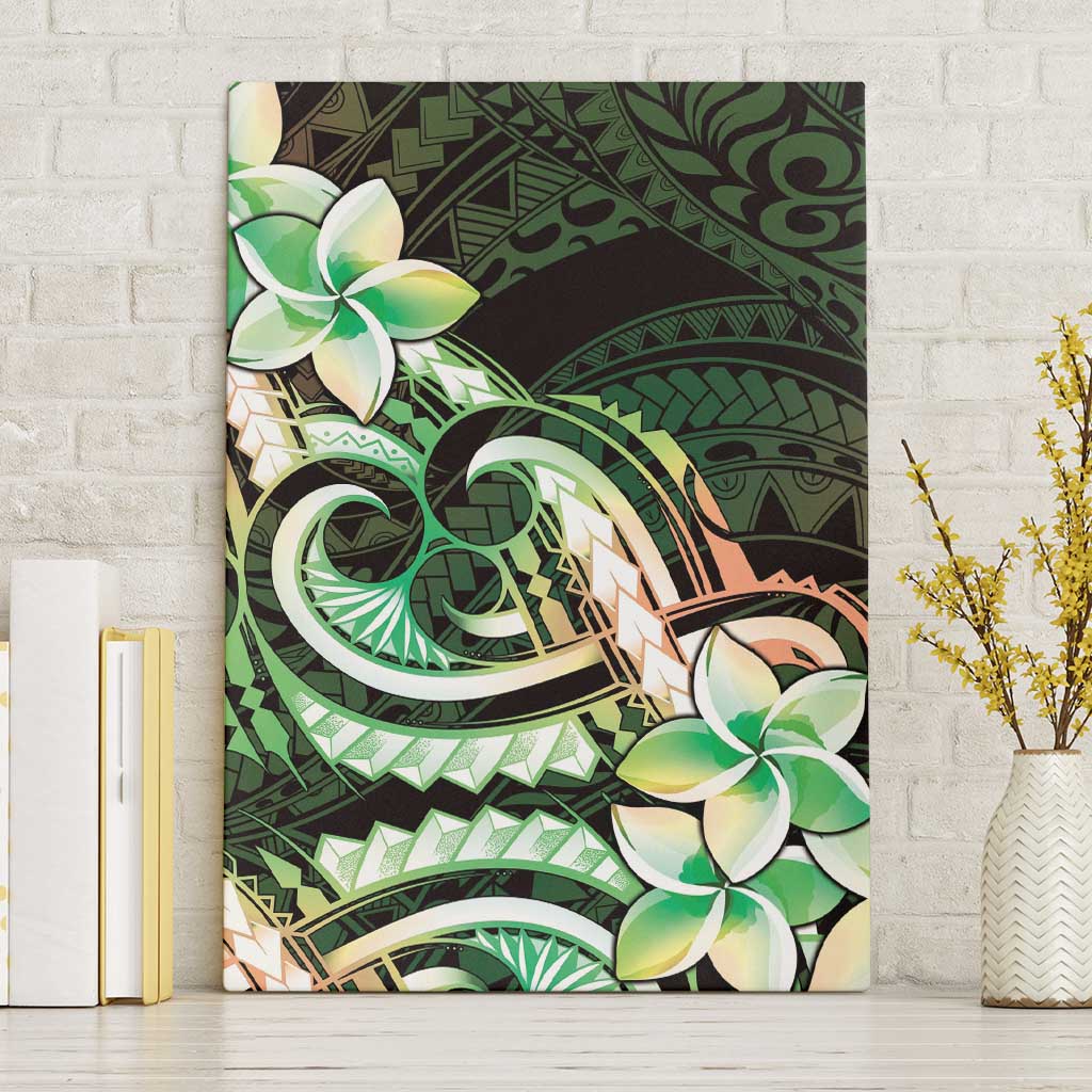 Polynesian Art Tattoo Canvas Wall Art Plumeria Flowers Green Gradient LT05 Without Frame Green - Polynesian Pride
