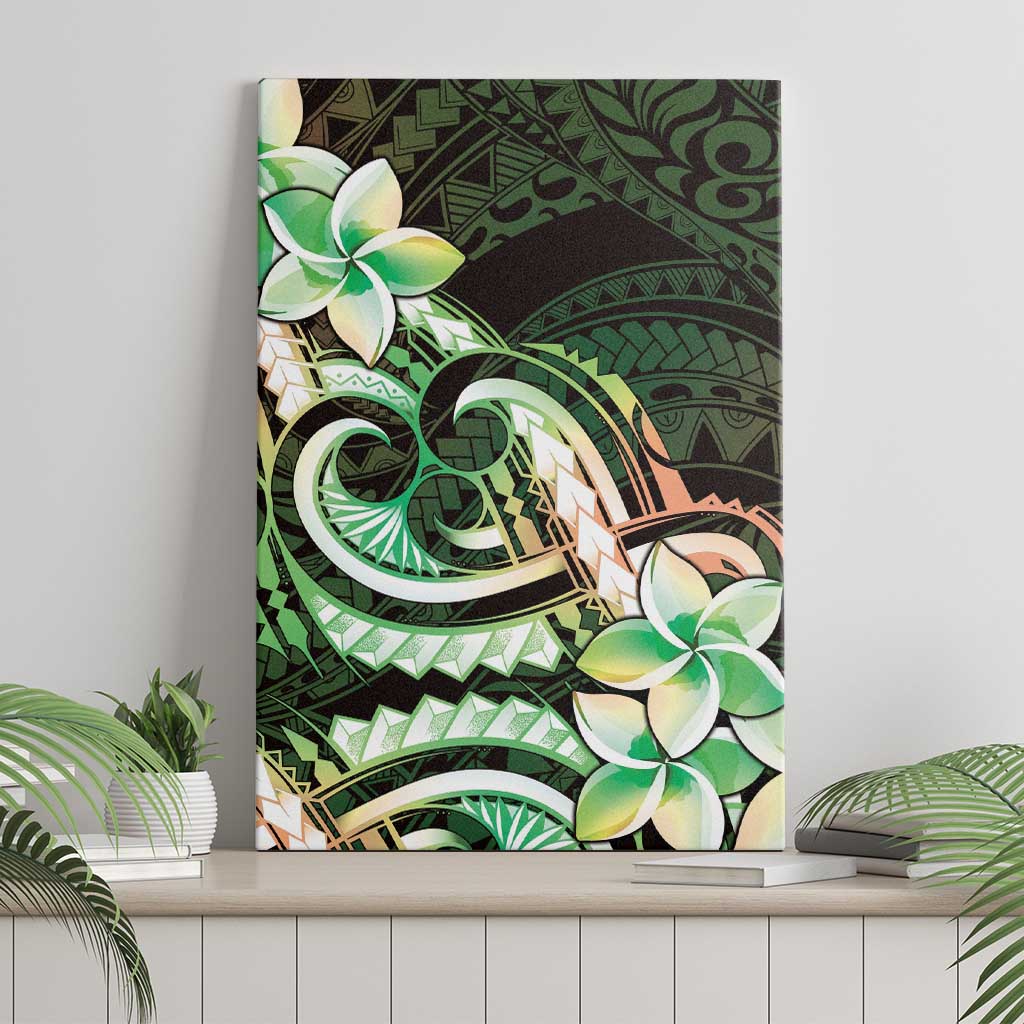 Polynesian Art Tattoo Canvas Wall Art Plumeria Flowers Green Gradient LT05 - Polynesian Pride