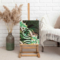 Polynesian Art Tattoo Canvas Wall Art Plumeria Flowers Green Gradient LT05 - Polynesian Pride