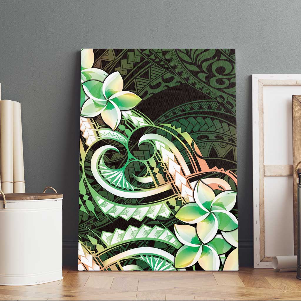 Polynesian Art Tattoo Canvas Wall Art Plumeria Flowers Green Gradient LT05 - Polynesian Pride