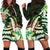 Polynesian Art Tattoo Hoodie Dress Plumeria Flowers Green Gradient