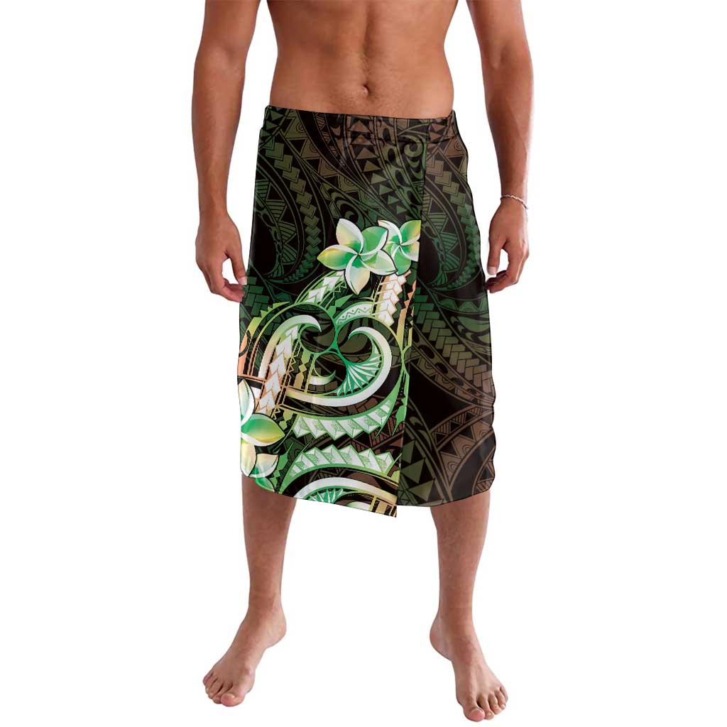 Polynesian Art Tattoo Lavalava Plumeria Flowers Green Gradient LT05 Green - Polynesian Pride