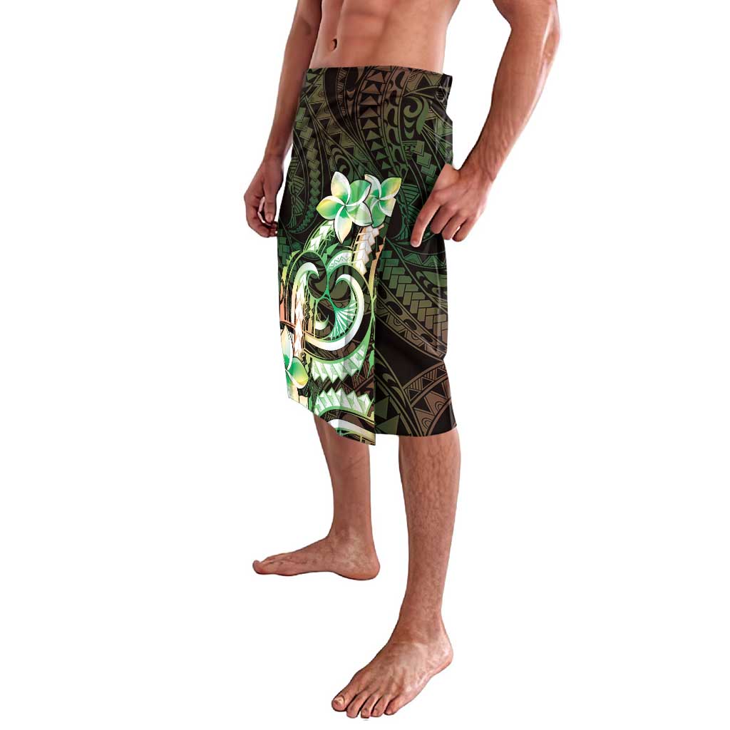 Polynesian Art Tattoo Lavalava Plumeria Flowers Green Gradient LT05 - Polynesian Pride