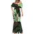 Polynesian Art Tattoo Mermaid Dress Plumeria Flowers Green Gradient