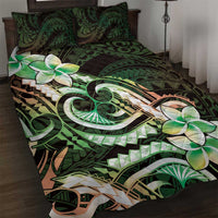 Polynesian Art Tattoo Quilt Bed Set Plumeria Flowers Green Gradient LT05 Green - Polynesian Pride