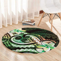 Polynesian Art Tattoo Round Carpet Plumeria Flowers Green Gradient LT05 - Polynesian Pride