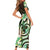 Polynesian Art Tattoo Short Sleeve Bodycon Dress Plumeria Flowers Green Gradient