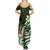 Polynesian Art Tattoo Summer Maxi Dress Plumeria Flowers Green Gradient