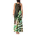 Polynesian Art Tattoo Tank Maxi Dress Plumeria Flowers Green Gradient