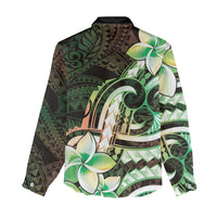 Polynesian Art Tattoo Women Casual Shirt Plumeria Flowers Green Gradient LT05 - Polynesian Pride