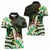 Polynesian Art Tattoo Women Polo Shirt Plumeria Flowers Green Gradient