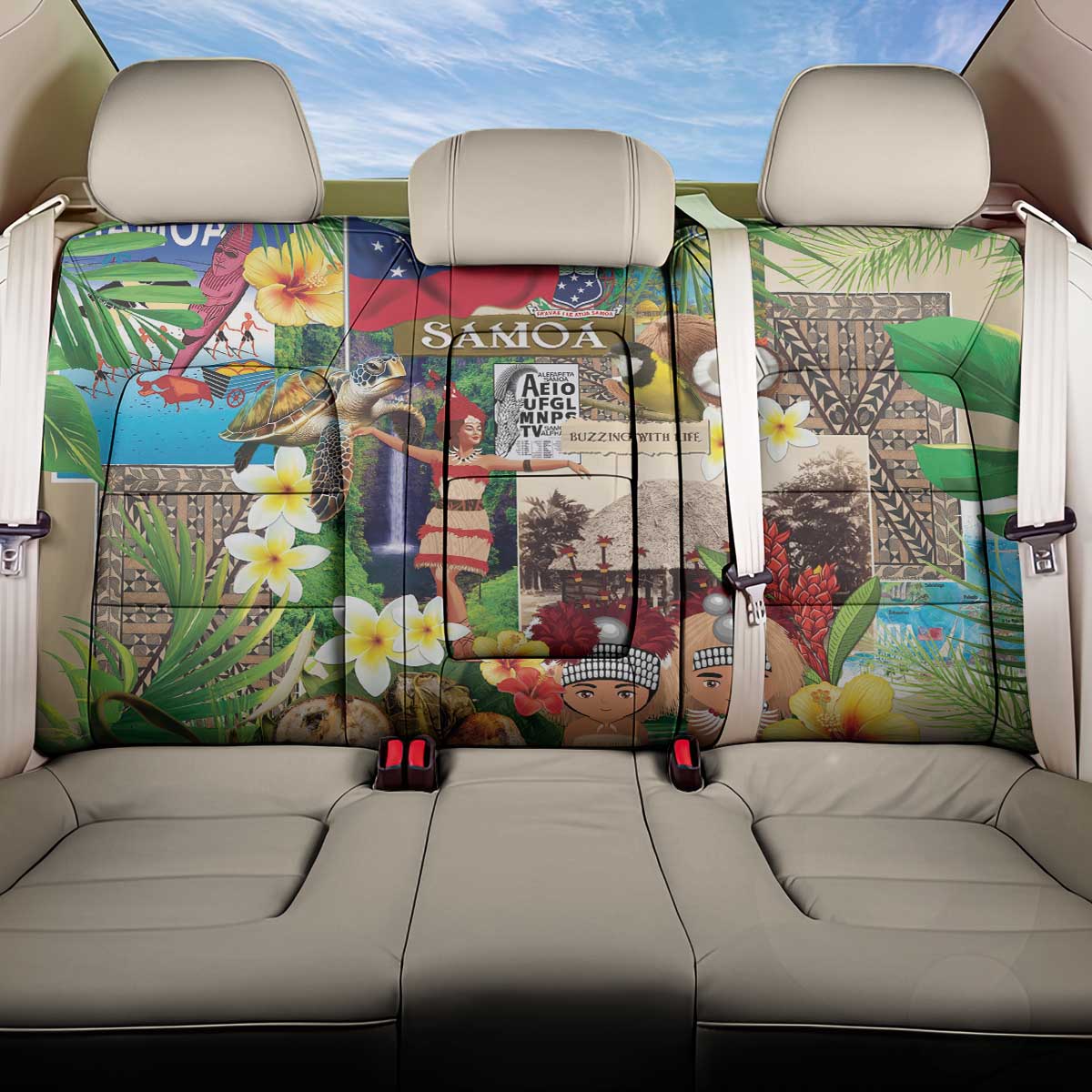 Samoa Culture Back Car Seat Cover Embracing The Spirit LT05 One Size Beige - Polynesian Pride