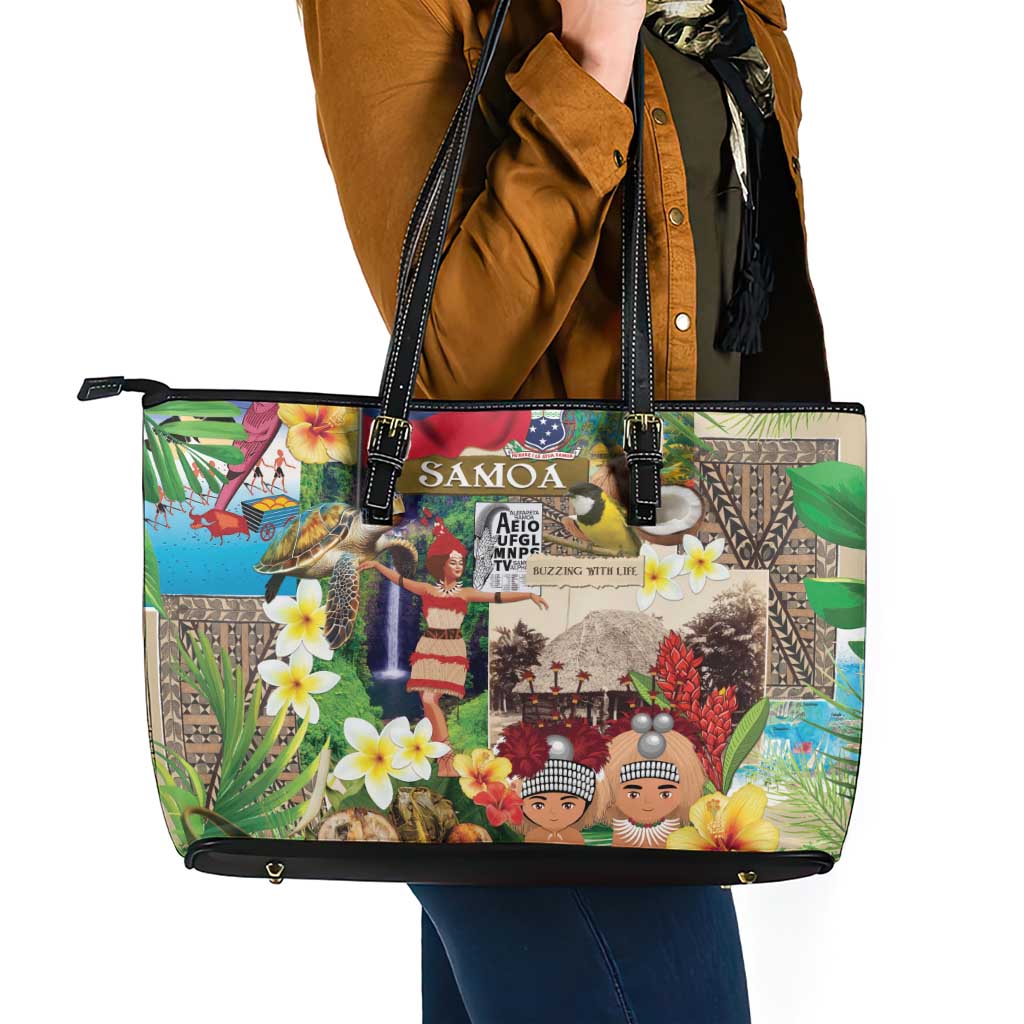 Samoa Culture Leather Tote Bag Embracing The Spirit LT05 - Polynesian Pride