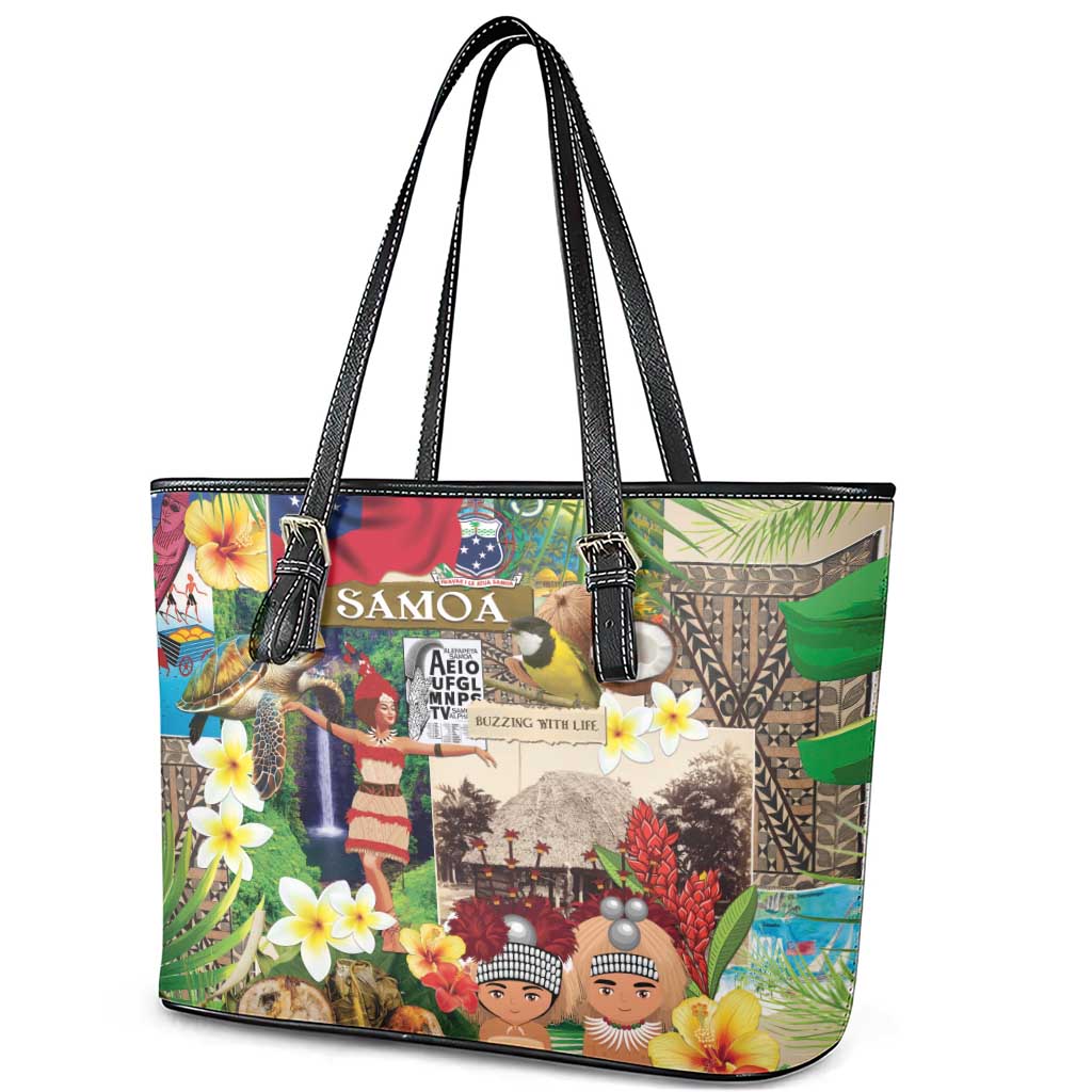 Samoa Culture Leather Tote Bag Embracing The Spirit LT05 - Polynesian Pride