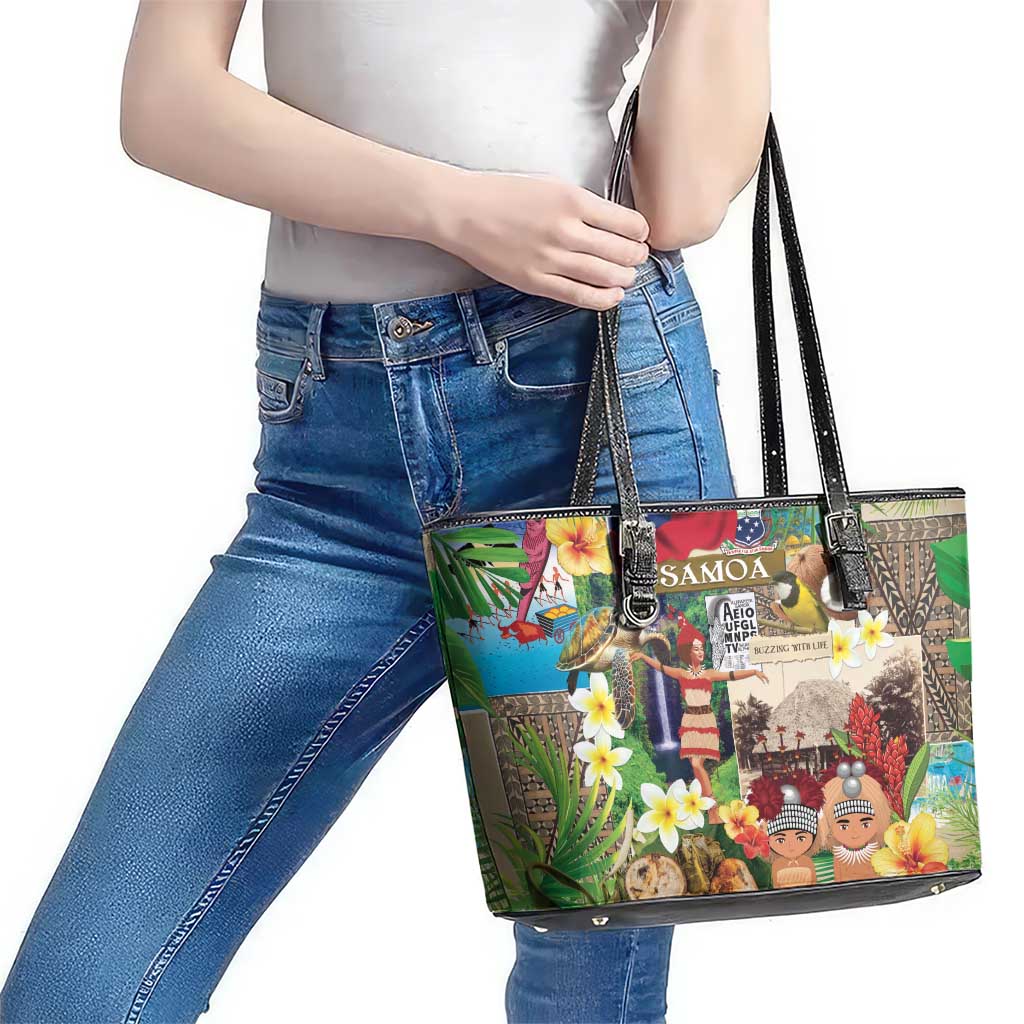 Samoa Culture Leather Tote Bag Embracing The Spirit LT05 - Polynesian Pride