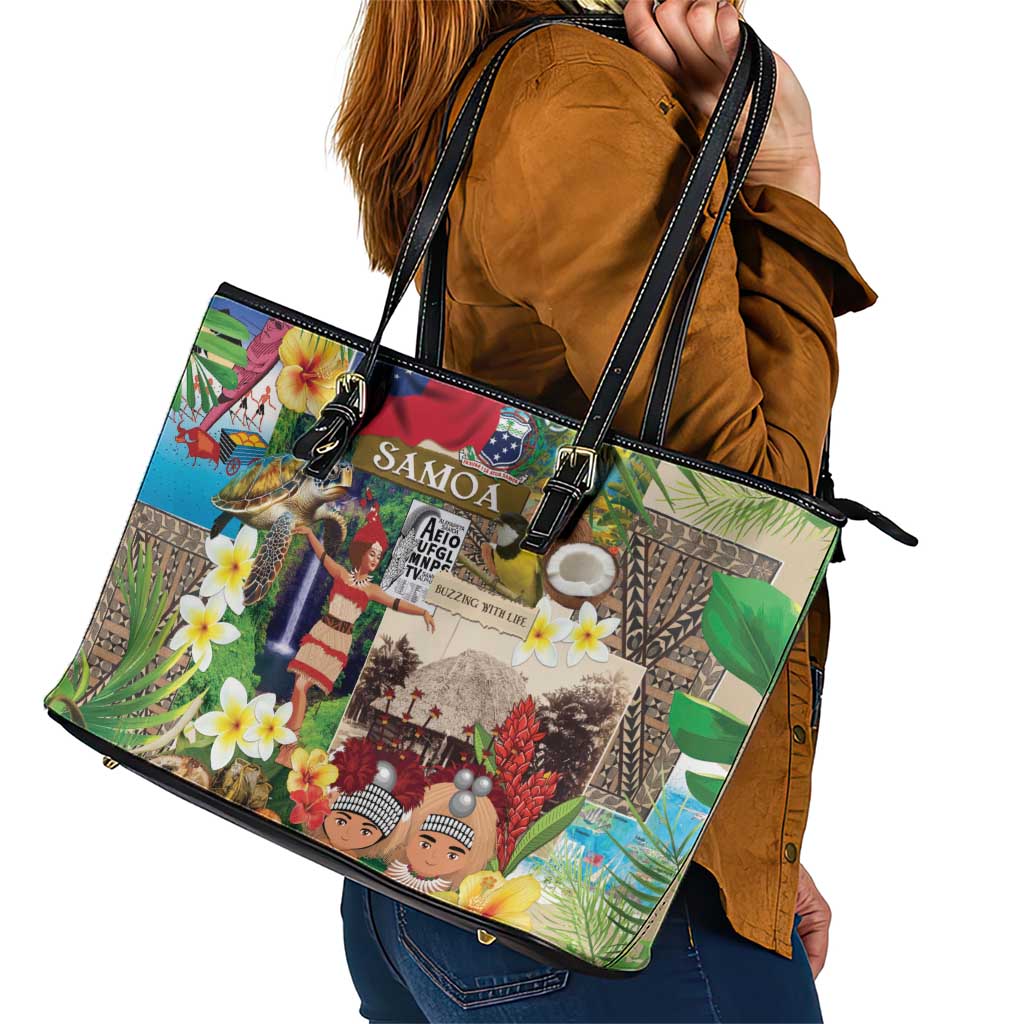 Samoa Culture Leather Tote Bag Embracing The Spirit LT05 - Polynesian Pride