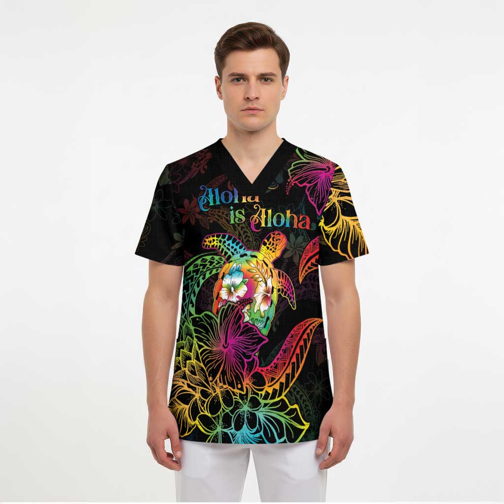 Hawaii Pride Scrub Top Aloha Is Aloha LT05 - Polynesian Pride