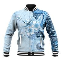 Hawaii Tapa Pattern With Blue Hibiscus Baseball Jacket LT05 Unisex Blue - Polynesian Pride