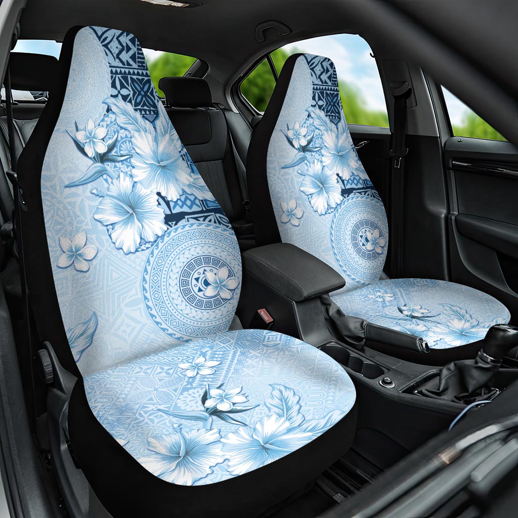 Hawaii Tapa Pattern With Blue Hibiscus Car Seat Cover LT05 One Size Blue - Polynesian Pride