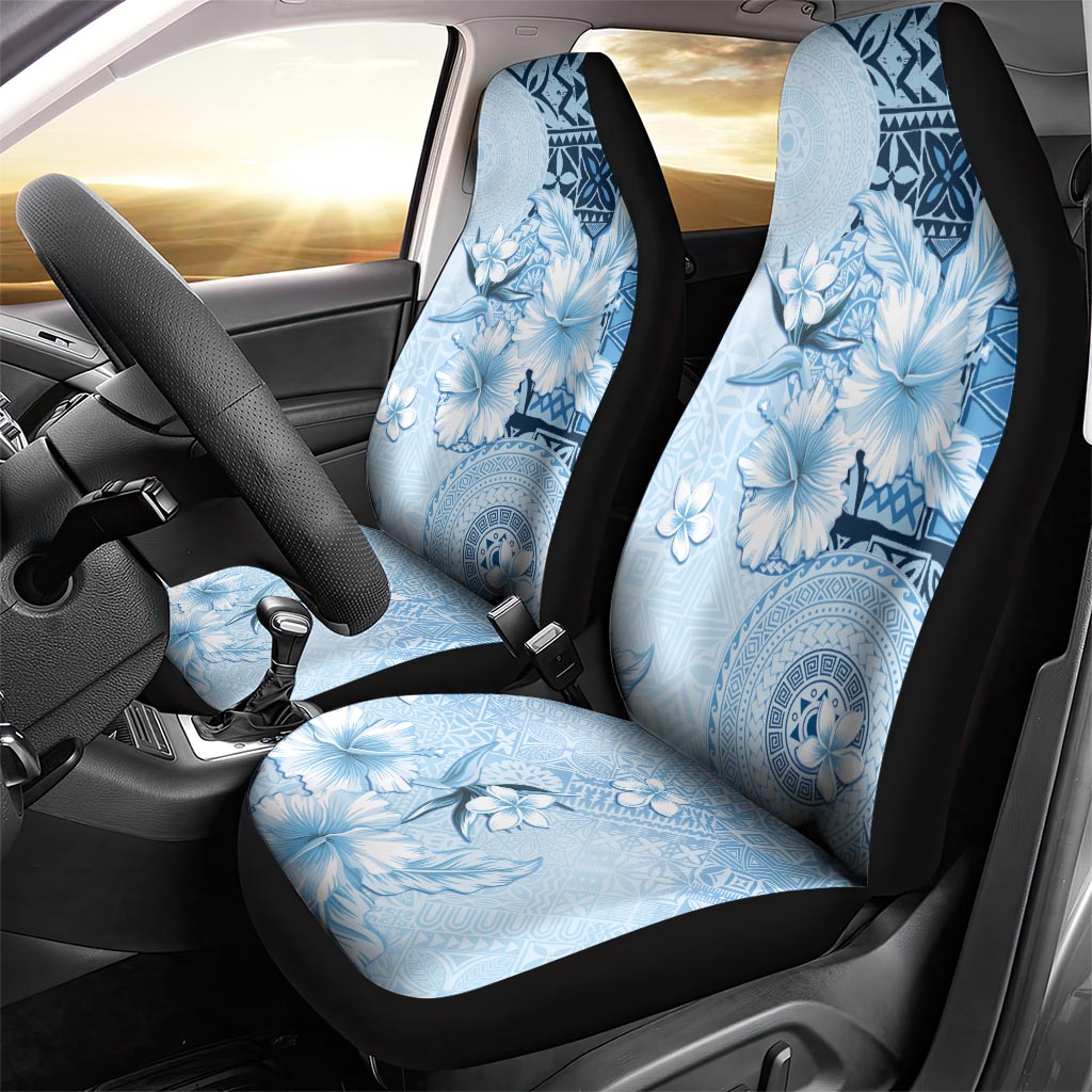 Hawaii Tapa Pattern With Blue Hibiscus Car Seat Cover LT05 - Polynesian Pride