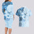 Hawaii Tapa Pattern With Blue Hibiscus Couples Matching Long Sleeve Bodycon Dress and Hawaiian Shirt