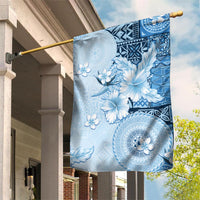 Hawaii Tapa Pattern With Blue Hibiscus Garden Flag LT05 House Flag Blue - Polynesian Pride