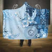 Hawaii Tapa Pattern With Blue Hibiscus Hooded Blanket LT05 One Size Blue - Polynesian Pride