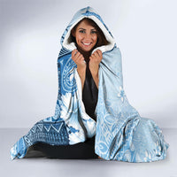 Hawaii Tapa Pattern With Blue Hibiscus Hooded Blanket LT05 - Polynesian Pride