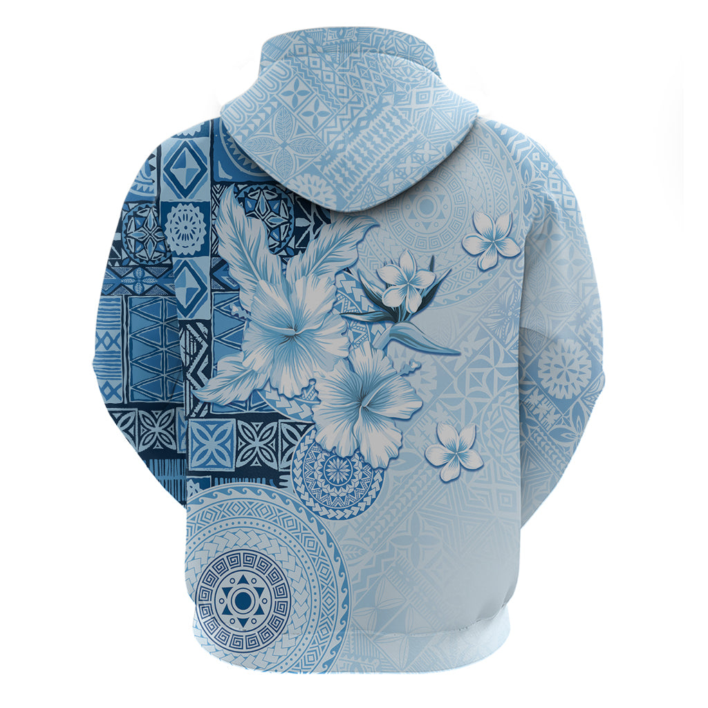 Hawaii Tapa Pattern With Blue Hibiscus Hoodie LT05 - Polynesian Pride