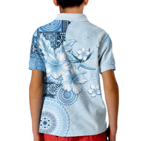 Hawaii Tapa Pattern With Blue Hibiscus Kid Polo Shirt LT05 - Polynesian Pride