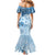 Hawaii Tapa Pattern With Blue Hibiscus Mermaid Dress