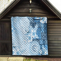 Hawaii Tapa Pattern With Blue Hibiscus Quilt LT05 - Polynesian Pride