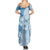 Hawaii Tapa Pattern With Blue Hibiscus Summer Maxi Dress