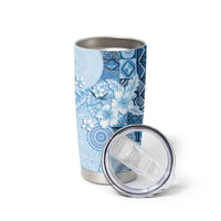 Hawaii Tapa Pattern With Blue Hibiscus Tumbler Cup LT05 - Polynesian Pride
