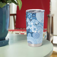 Hawaii Tapa Pattern With Blue Hibiscus Tumbler Cup LT05 - Polynesian Pride