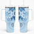 Hawaii Tapa Pattern With Blue Hibiscus Tumbler With Handle