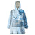 Hawaii Tapa Pattern With Blue Hibiscus Wearable Blanket Hoodie