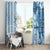 Hawaii Tapa Pattern With Blue Hibiscus Window Curtain