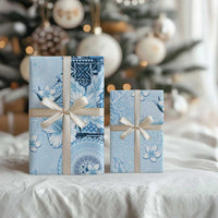 Hawaii Tapa Pattern With Blue Hibiscus Wrapping Paper LT05 - Polynesian Pride