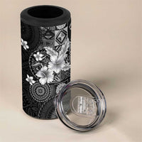 Hawaii Tapa Pattern With Black Hibiscus 4 in 1 Can Cooler Tumbler LT05 - Polynesian Pride