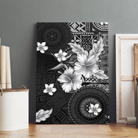 Hawaii Tapa Pattern With Black Hibiscus Canvas Wall Art LT05 - Polynesian Pride