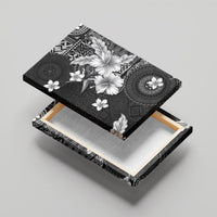 Hawaii Tapa Pattern With Black Hibiscus Canvas Wall Art LT05 - Polynesian Pride
