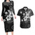 Hawaii Tapa Pattern With Black Hibiscus Couples Matching Long Sleeve Bodycon Dress and Hawaiian Shirt